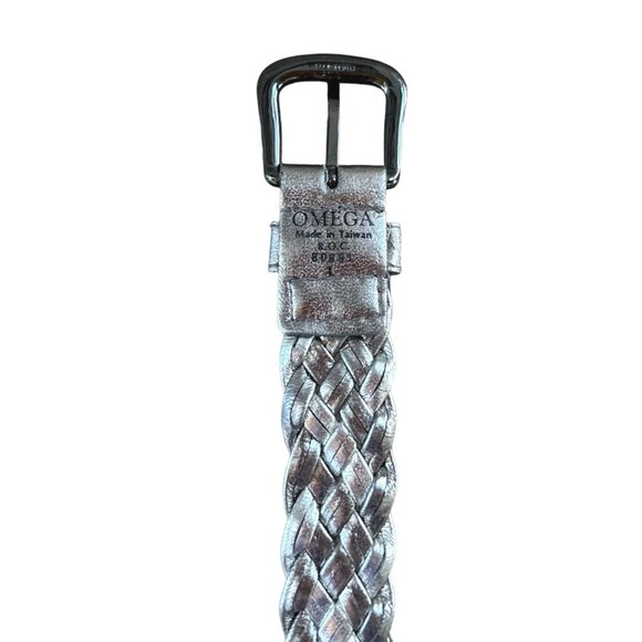 Omega Silver Metallic Braided Belt Size Large - Picture 4 of 7